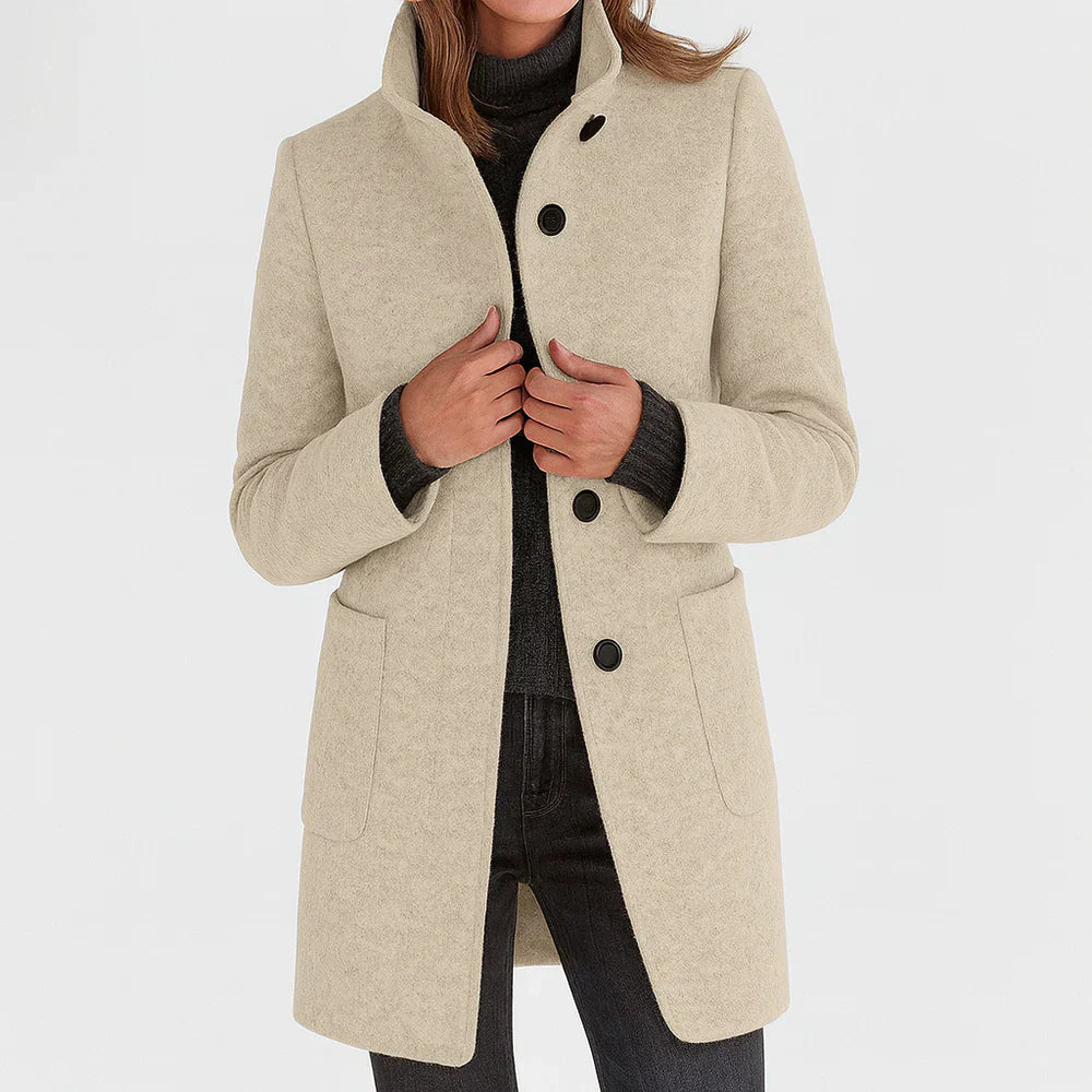 Arvey - Elegant mid-length wool coat with high collar