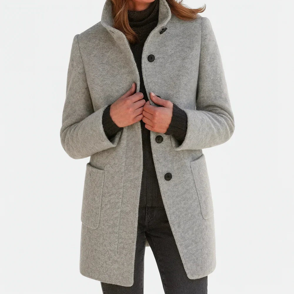 Arvey - Elegant mid-length wool coat with high collar