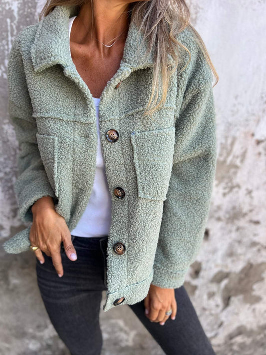 Sage Teddy Fleece Shacket
